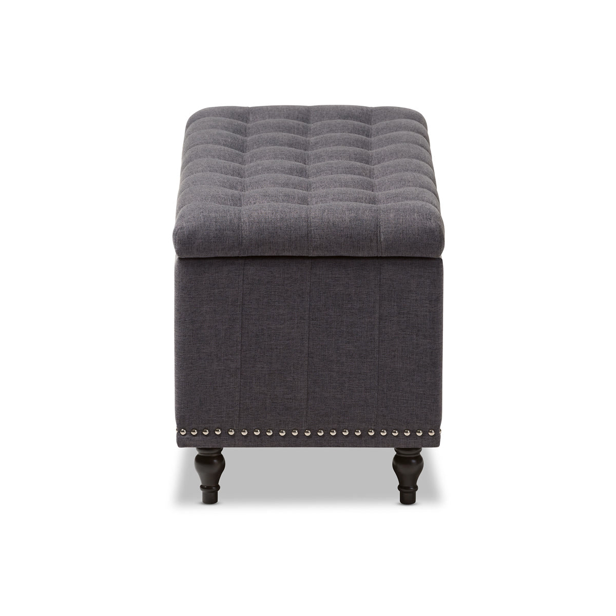 Baxton Studio Kaylee Modern Classic Dark Grey Fabric Upholstered Button-Tufting Storage Ottoman Bench Baxton Studio-benches-Minimal And Modern - 5