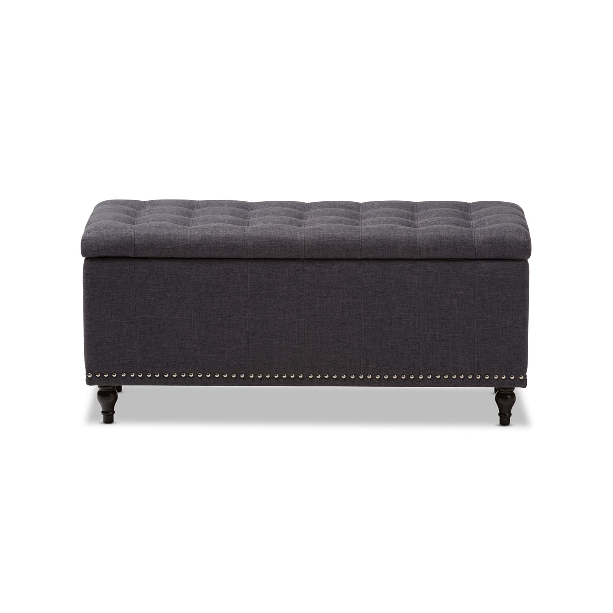 Baxton Studio Kaylee Modern Classic Dark Grey Fabric Upholstered Button-Tufting Storage Ottoman Bench Baxton Studio-benches-Minimal And Modern - 6