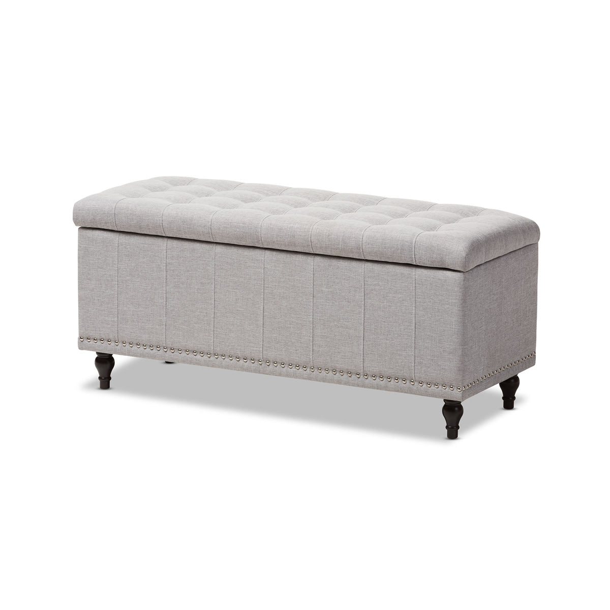 Baxton Studio Kaylee Modern Classic Grayish Beige Fabric Upholstered Button-Tufting Storage Ottoman Bench Baxton Studio-benches-Minimal And Modern - 2