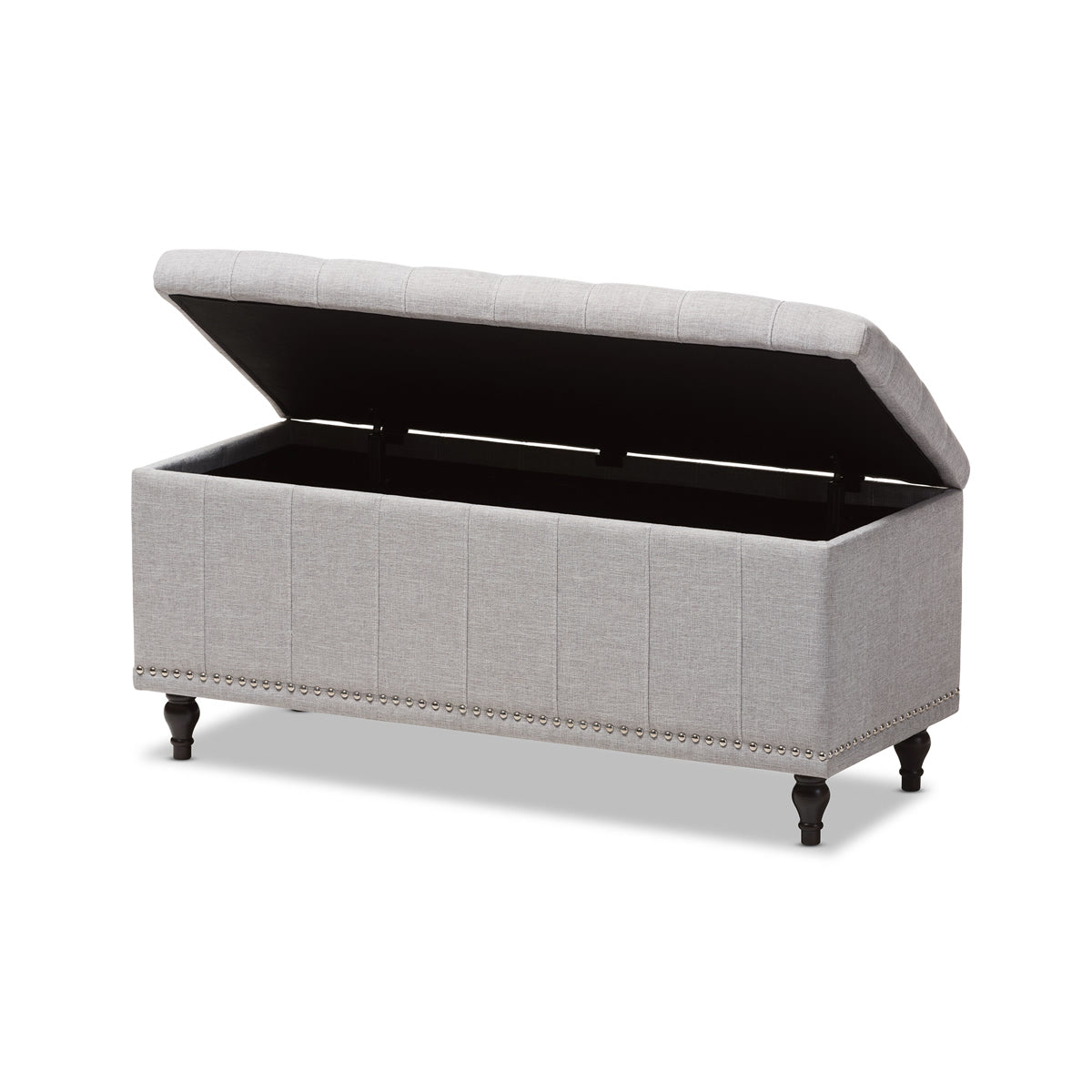 Baxton Studio Kaylee Modern Classic Grayish Beige Fabric Upholstered Button-Tufting Storage Ottoman Bench Baxton Studio-benches-Minimal And Modern - 3