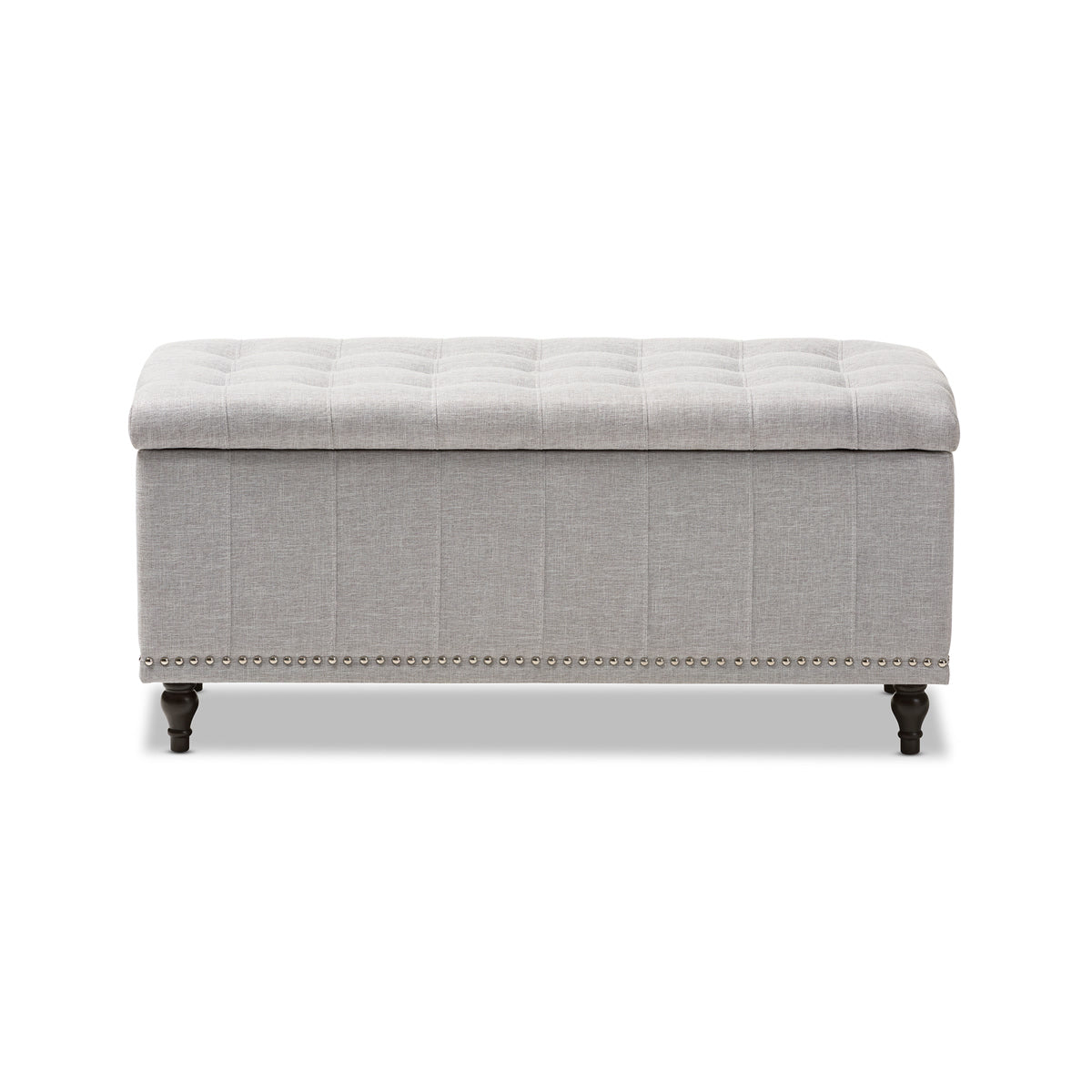 Baxton Studio Kaylee Modern Classic Grayish Beige Fabric Upholstered Button-Tufting Storage Ottoman Bench Baxton Studio-benches-Minimal And Modern - 4