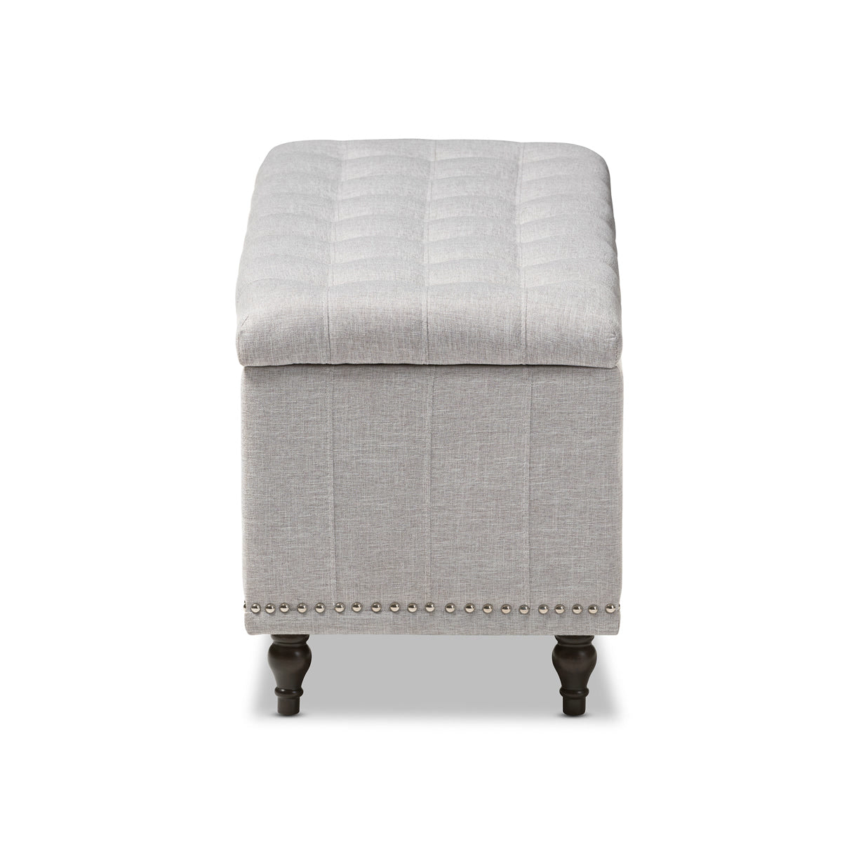 Baxton Studio Kaylee Modern Classic Grayish Beige Fabric Upholstered Button-Tufting Storage Ottoman Bench Baxton Studio-benches-Minimal And Modern - 5