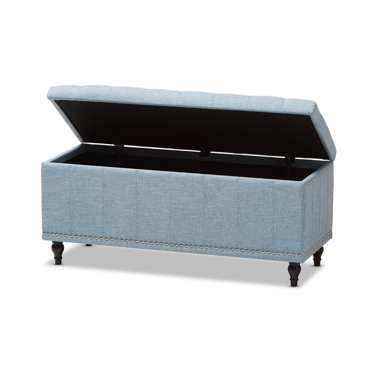 Baxton Studio Kaylee Modern Classic Light Blue Fabric Upholstered Button-Tufting Storage Ottoman Bench Baxton Studio-benches-Minimal And Modern - 3