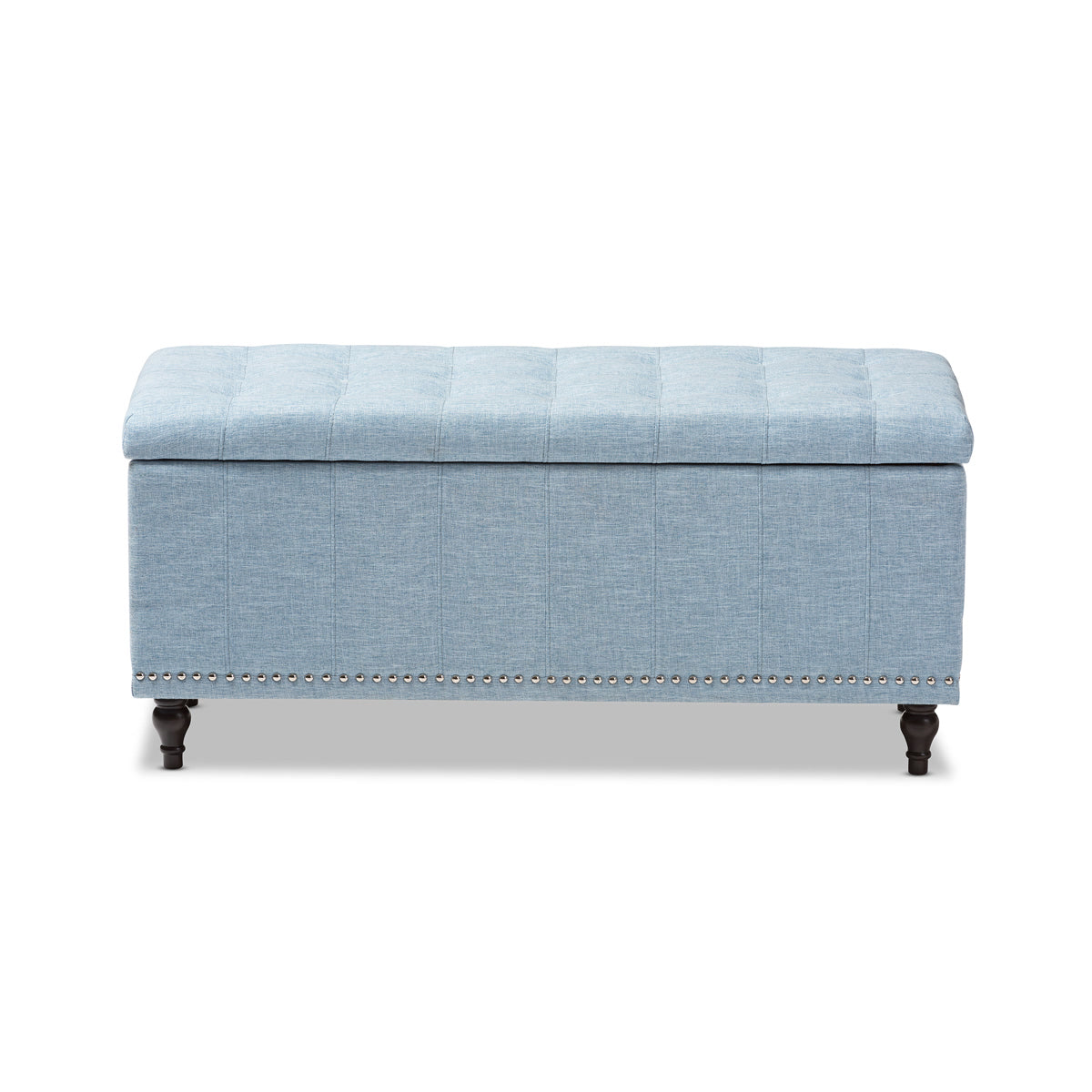 Baxton Studio Kaylee Modern Classic Light Blue Fabric Upholstered Button-Tufting Storage Ottoman Bench Baxton Studio-benches-Minimal And Modern - 4