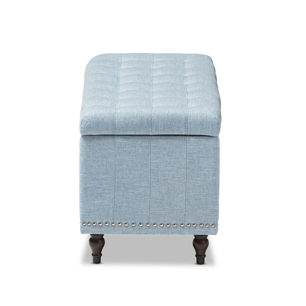 Baxton Studio Kaylee Modern Classic Light Blue Fabric Upholstered Button-Tufting Storage Ottoman Bench Baxton Studio-benches-Minimal And Modern - 5