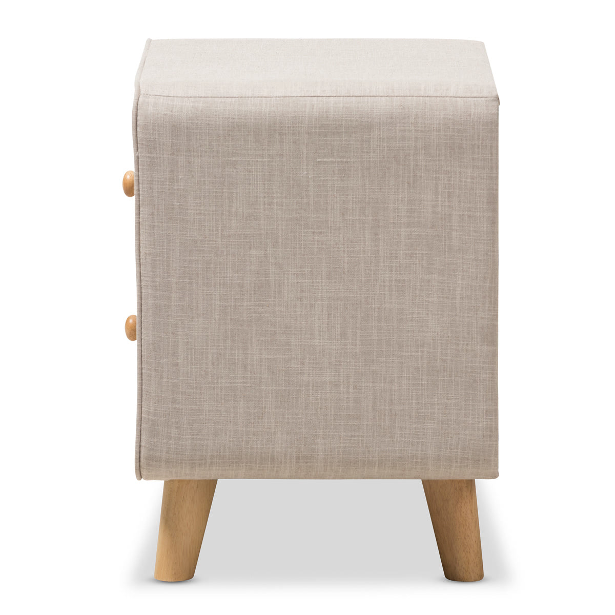 Baxton Studio Jonesy Mid-Century Beige Linen Upholstered 2-Drawer Nightstand Baxton Studio-nightstands-Minimal And Modern - 4