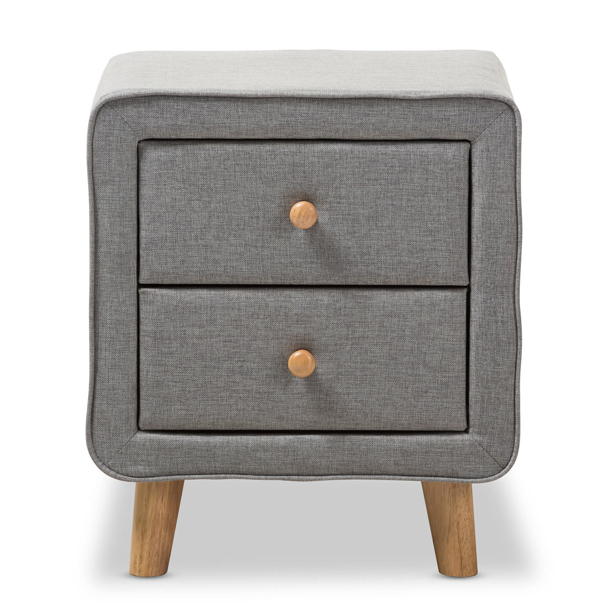 Baxton Studio Jonesy Mid-Century Grey Fabric Upholstered 2-Drawer Nightstand Baxton Studio-nightstands-Minimal And Modern - 3