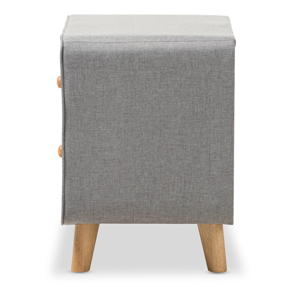 Baxton Studio Jonesy Mid-Century Grey Fabric Upholstered 2-Drawer Nightstand Baxton Studio-nightstands-Minimal And Modern - 4