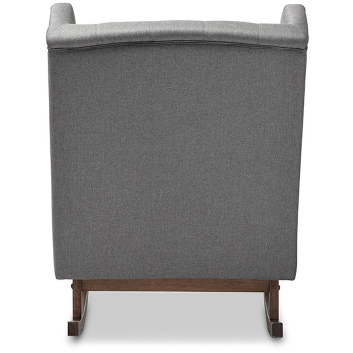 Baxton Studio Iona Mid-century Retro Modern Grey Fabric Upholstered Button-tufted Wingback Rocking Chair Baxton Studio--Minimal And Modern - 4