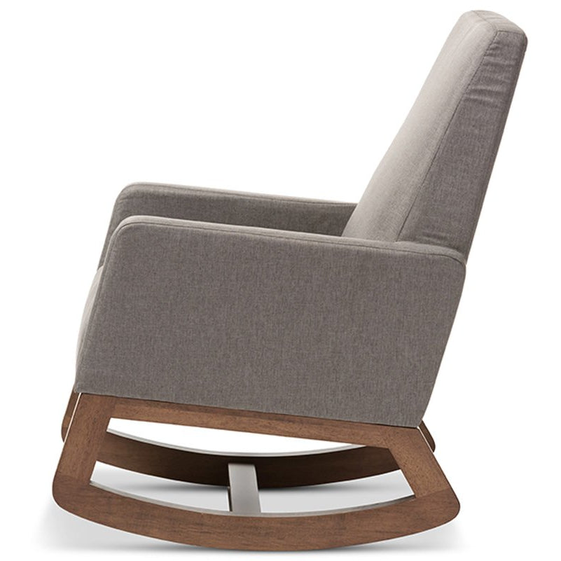 Baxton Studio Yashiya Mid-century Retro Modern Grey Fabric Upholstered Rocking Chair and Ottoman Set Baxton Studio--Minimal And Modern - 4