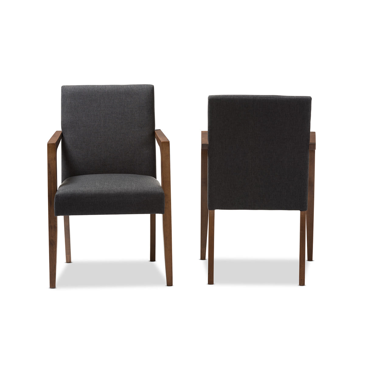 Baxton Studio Andrea Mid-Century Modern Dark Grey Upholstered Wooden Armchair (Set of 2) Baxton Studio-chairs-Minimal And Modern - 3