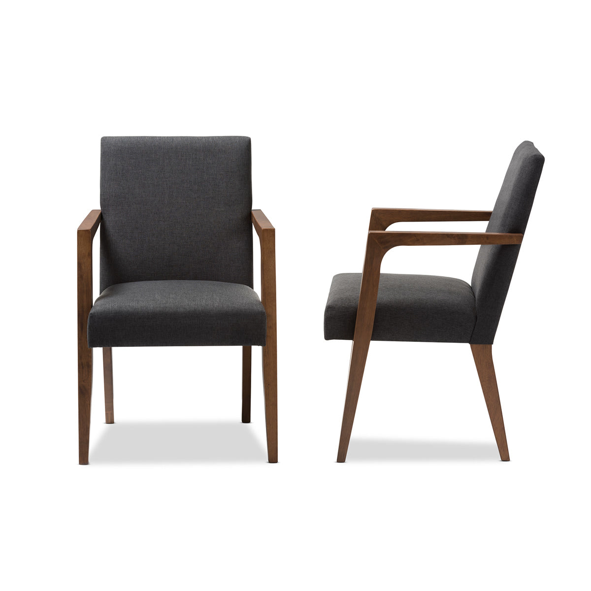 Baxton Studio Andrea Mid-Century Modern Dark Grey Upholstered Wooden Armchair (Set of 2) Baxton Studio-chairs-Minimal And Modern - 4