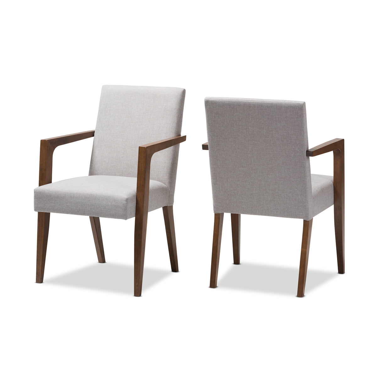 Baxton Studio Andrea Mid-Century Modern Greyish Beige Upholstered Wooden Armchair (Set of 2) Baxton Studio-chairs-Minimal And Modern - 2