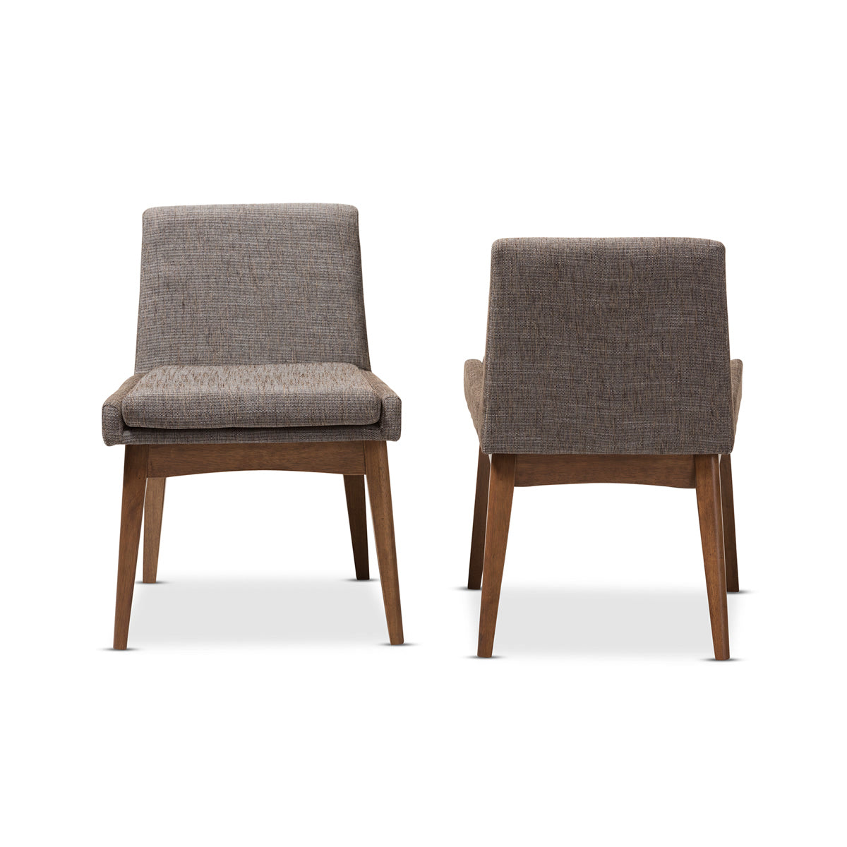 Baxton Studio Nexus Mid-Century Modern Walnut Wood Finishing and Gravel Fabric Upholstered Dining Side Chair (Set of 2) Baxton Studio-dining chair-Minimal And Modern - 3