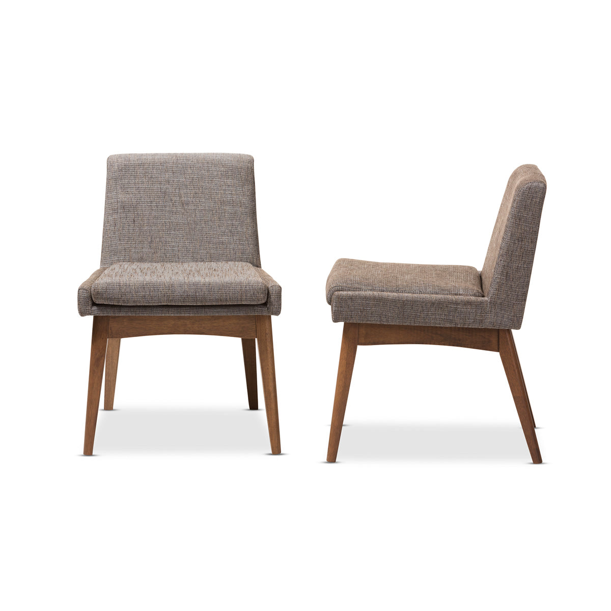 Baxton Studio Nexus Mid-Century Modern Walnut Wood Finishing and Gravel Fabric Upholstered Dining Side Chair (Set of 2) Baxton Studio-dining chair-Minimal And Modern - 4