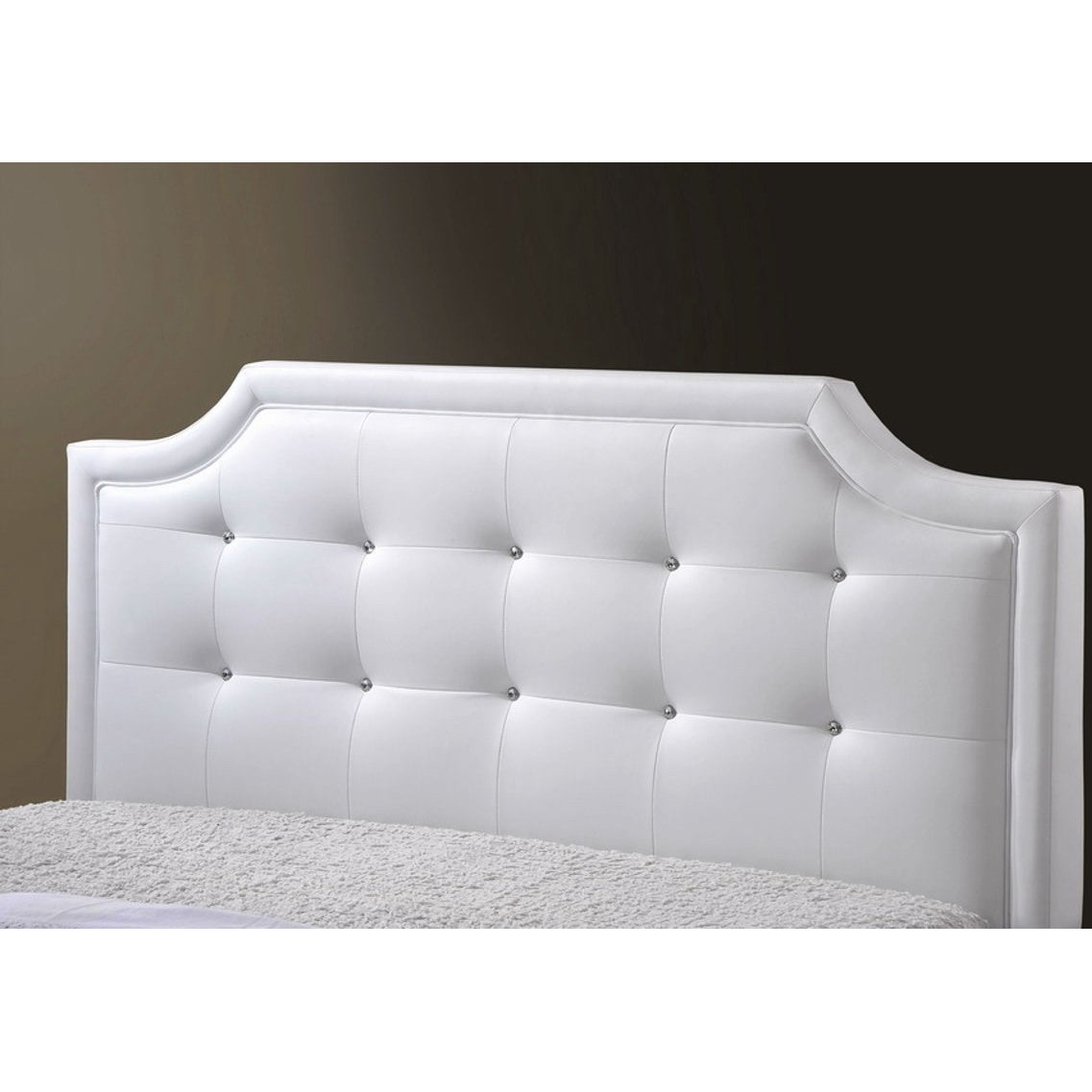 Baxton Studio Madison White Modern Bed with Upholstered Headboard Kin