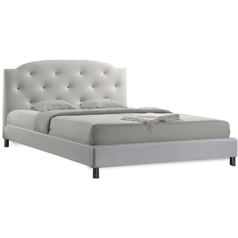 Baxton Studio Canterbury White Leather Contemporary Full-Size Bed Baxton Studio-Full Headboard-Minimal And Modern - 2