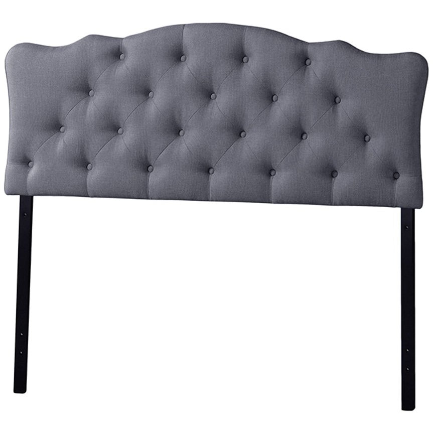 Baxton Studio Rita Modern and Contemporary Full Size Grey Fabric Upholstered Button-tufted Scalloped Headboard Baxton Studio-Headboards-Minimal And Modern - 1