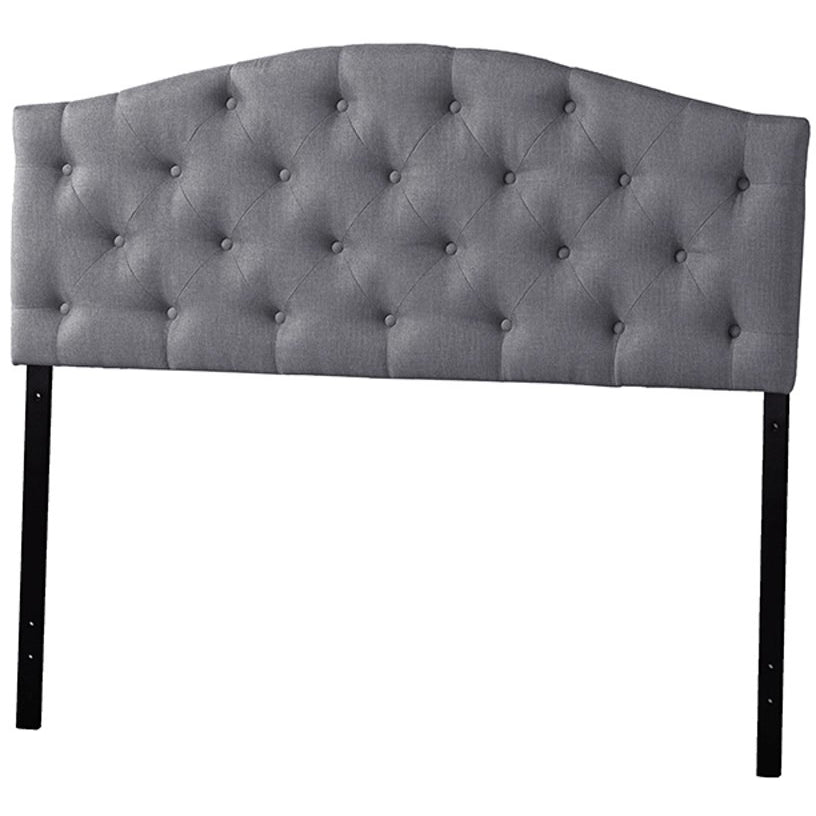 Baxton Studio Myra Modern and Contemporary Full Size Grey Fabric Upholstered Button-tufted Scalloped Headboard Baxton Studio-Headboards-Minimal And Modern - 1