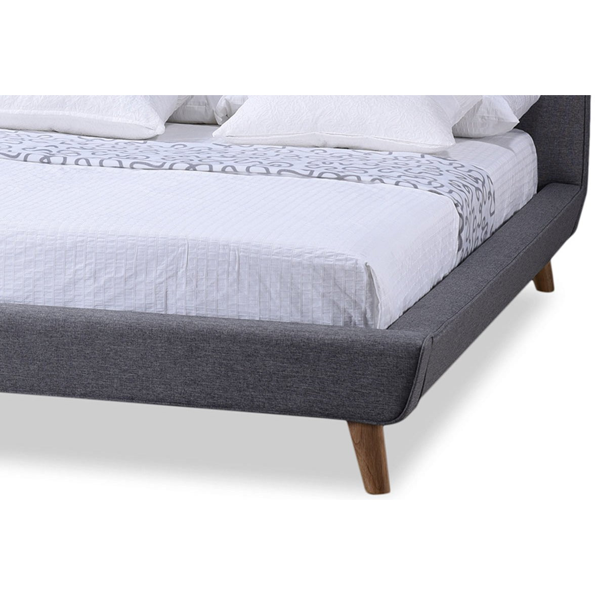 Baxton Studio Jonesy Scandinavian Style Mid-century Grey Fabric Upholstered Full Size Platform Bed Baxton Studio-Full Bed-Minimal And Modern - 2