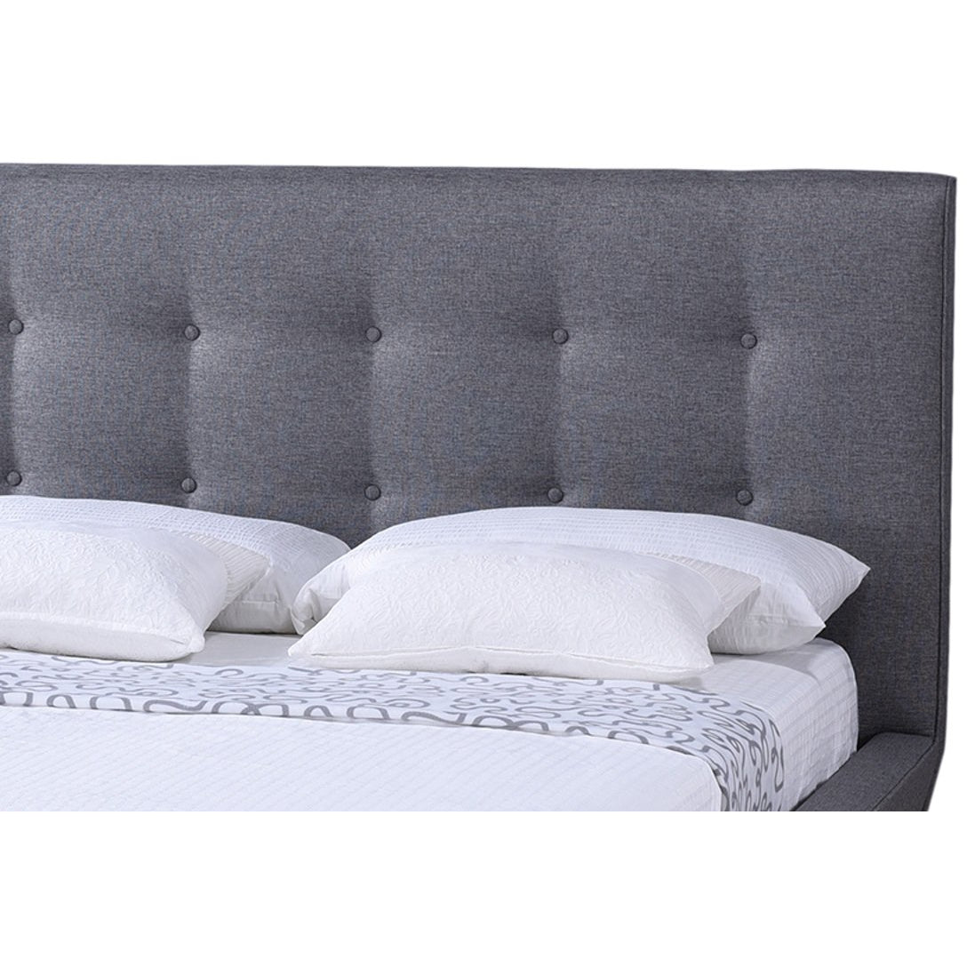 Baxton Studio Jonesy Scandinavian Style Mid-century Grey Fabric Upholstered Queen Size Platform Bed Baxton Studio-Queen Bed-Minimal And Modern - 3