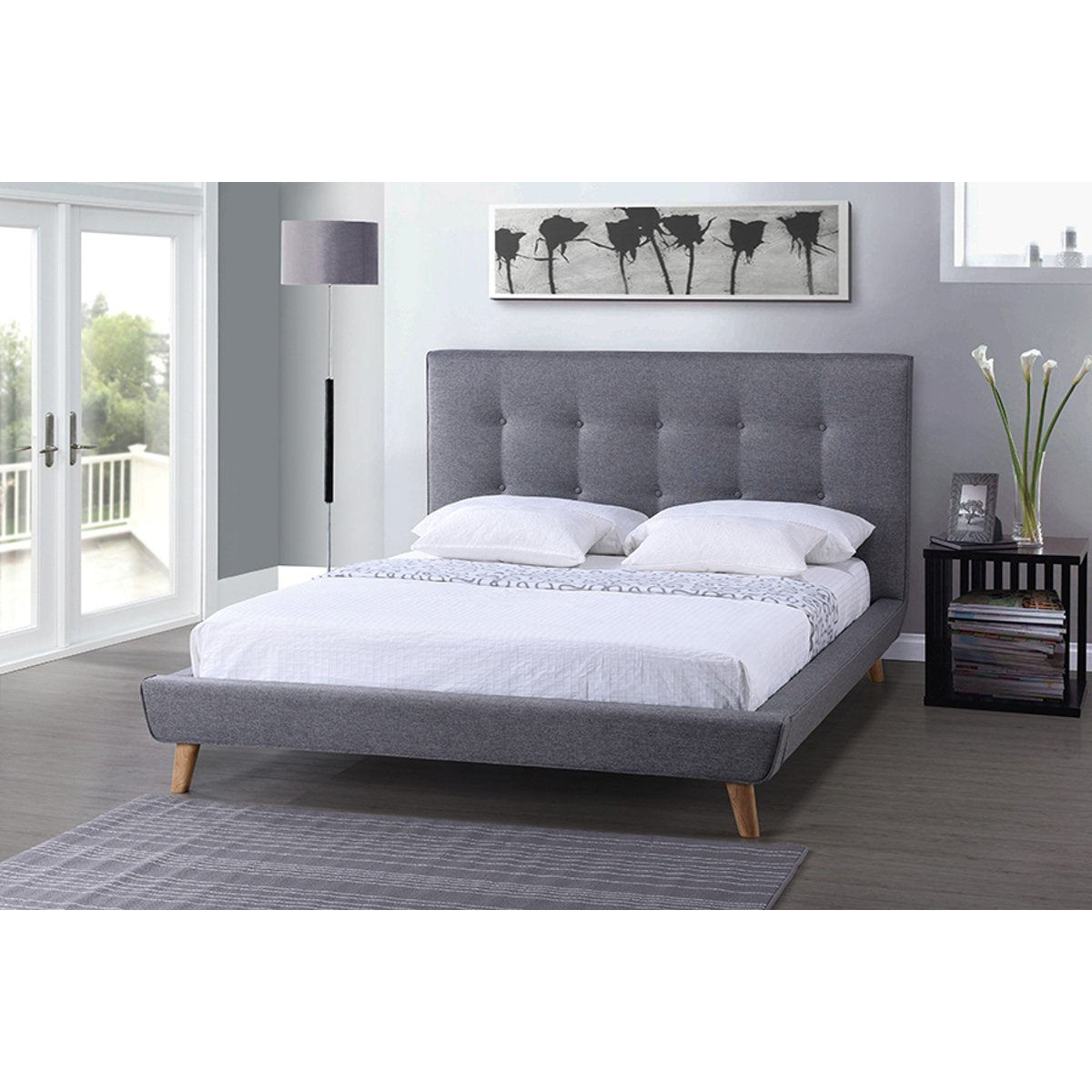 Baxton Studio Jonesy Scandinavian Style Mid-century Grey Fabric Upholstered Full Size Platform Bed Baxton Studio-Full Bed-Minimal And Modern - 4