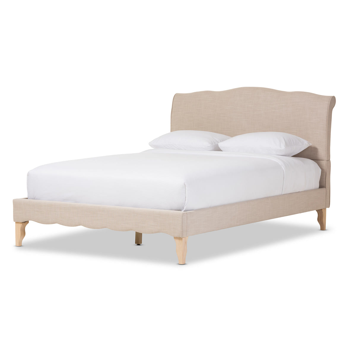 Baxton Studio Fannie French Classic Modern Style Beige Linen Fabric Full Size Platform Bed Baxton Studio-Full Bed-Minimal And Modern - 2