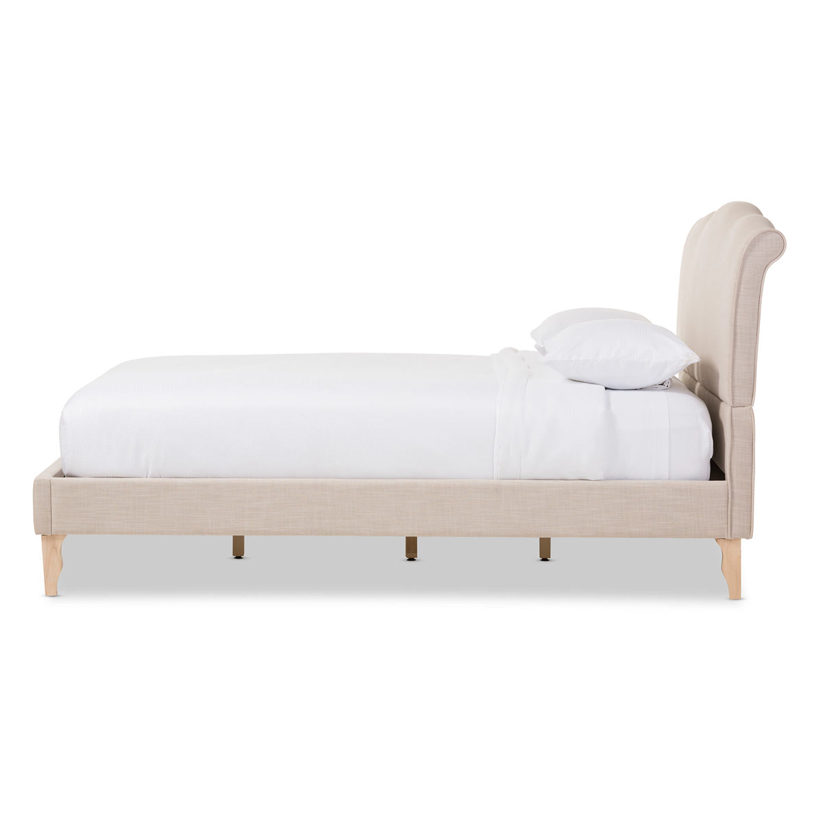 Baxton Studio Fannie French Classic Modern Style Beige Linen Fabric Queen Size Platform Bed Baxton Studio-Queen Bed-Minimal And Modern - 3