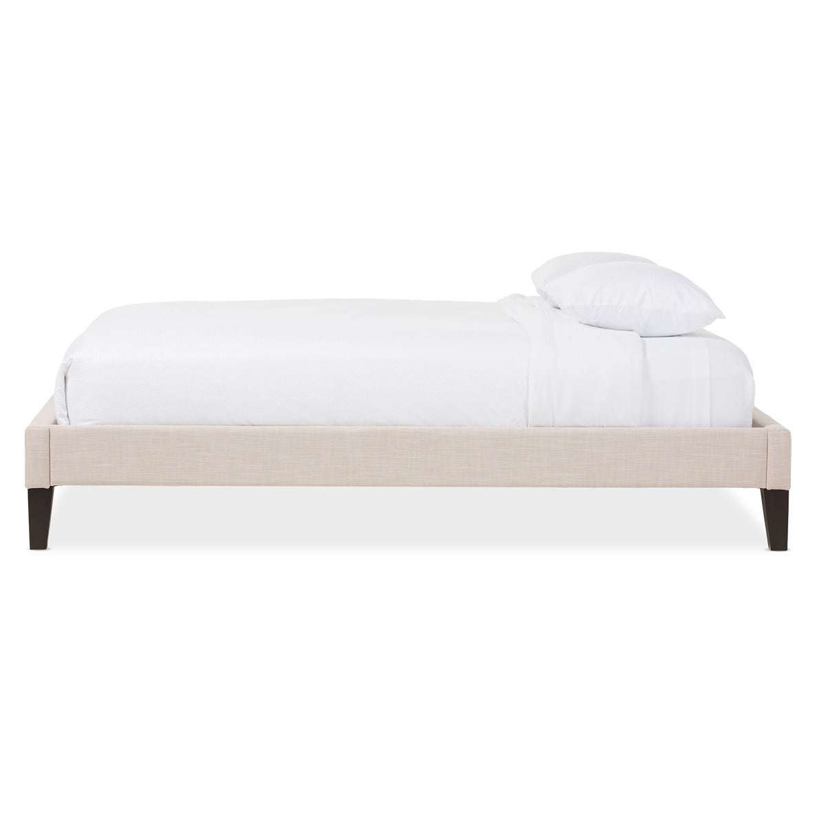 Baxton Studio Lancashire Modern and Contemporary Beige Linen Fabric Upholstered Full Size Bed Frame with Tapered Legs  Baxton Studio-Full Bed-Minimal And Modern - 3