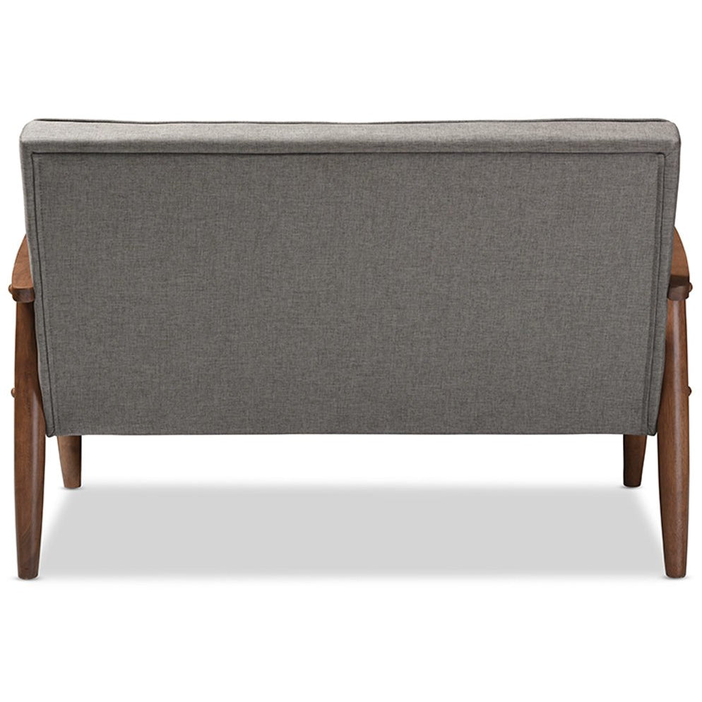 Baxton Studio Sorrento Mid-century Retro Modern Grey Fabric Upholstered Wooden 2-seater Loveseat Baxton Studio-sofas-Minimal And Modern - 4