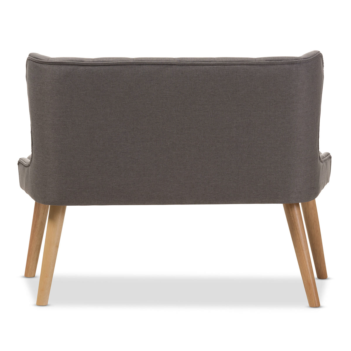 Baxton Studio Melody Mid-Century Modern Grey Fabric and Natural Wood Finishing 2-Seater Settee Bench Baxton Studio-sofas-Minimal And Modern - 5