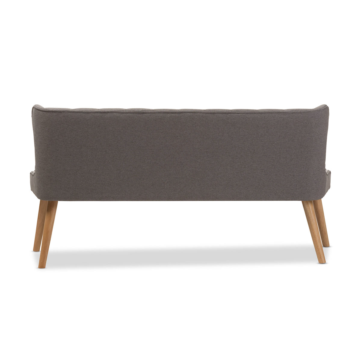 Baxton Studio Melody Mid-Century Modern Grey Fabric and Natural Wood Finishing 3-Seater Settee Bench Baxton Studio-sofas-Minimal And Modern - 5