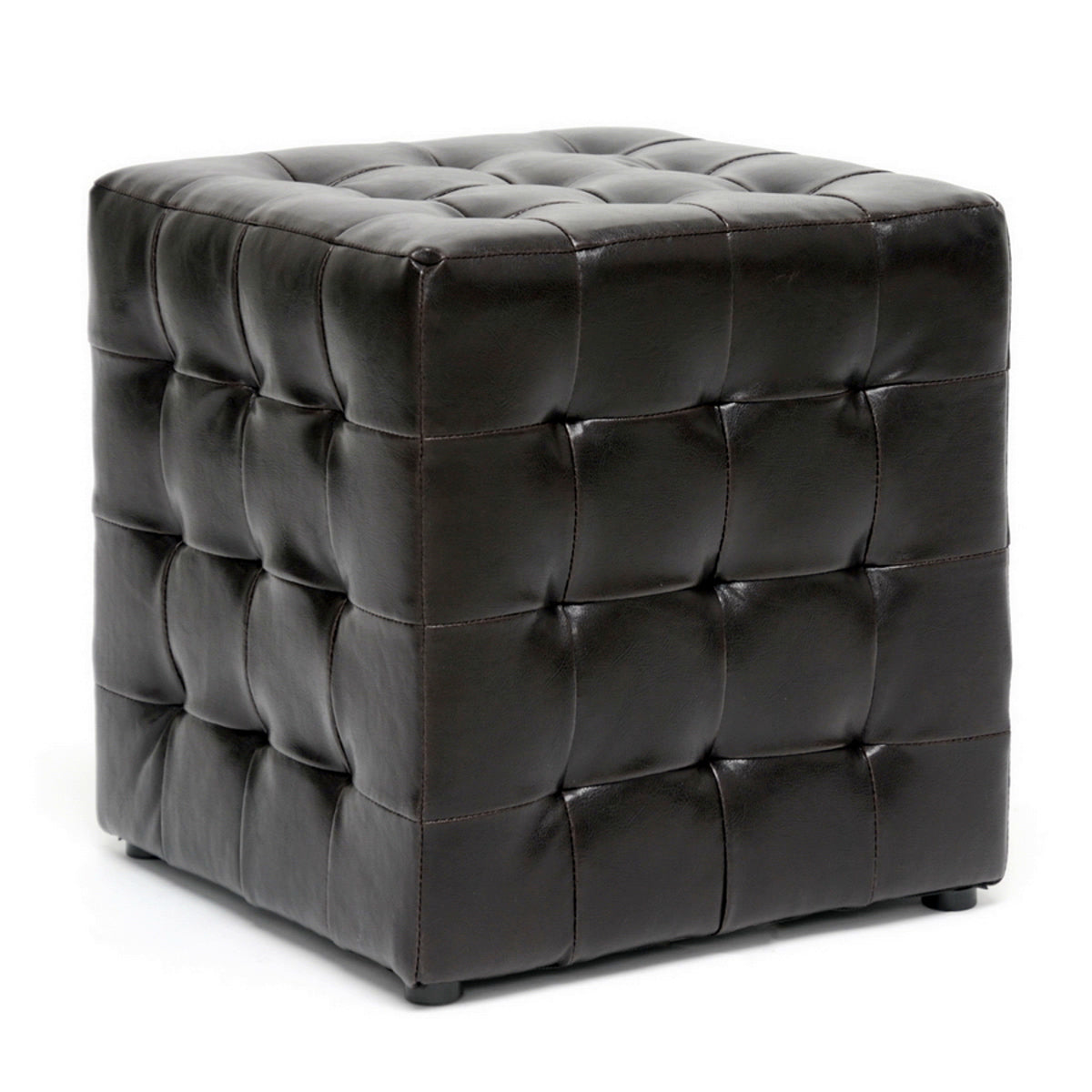 Baxton Studio Siskal Dark Brown Modern Cube Ottoman (Set of 2) Baxton Studio-ottomans-Minimal And Modern - 2