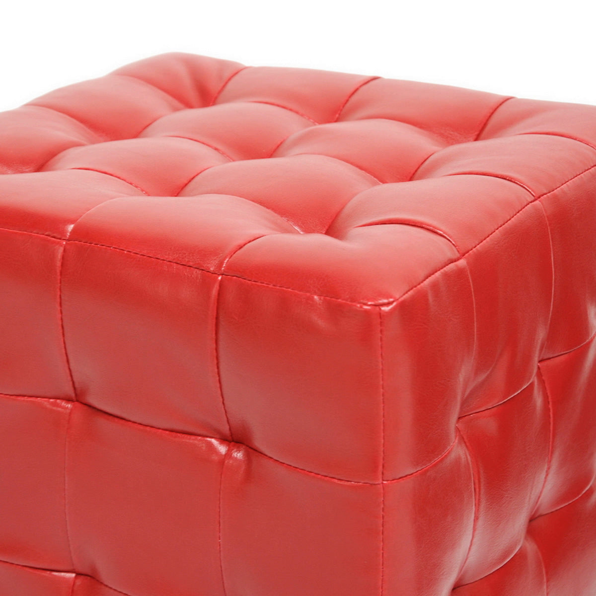 Baxton Studio Siskal Red Modern Cube Ottoman (Set of 2) Baxton Studio-ottomans-Minimal And Modern - 2