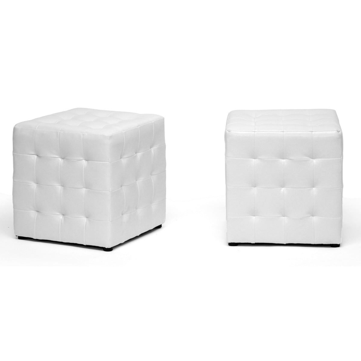 Baxton Studio Siskal White Modern Cube Ottoman (Set of 2) Baxton Studio-ottomans-Minimal And Modern - 1