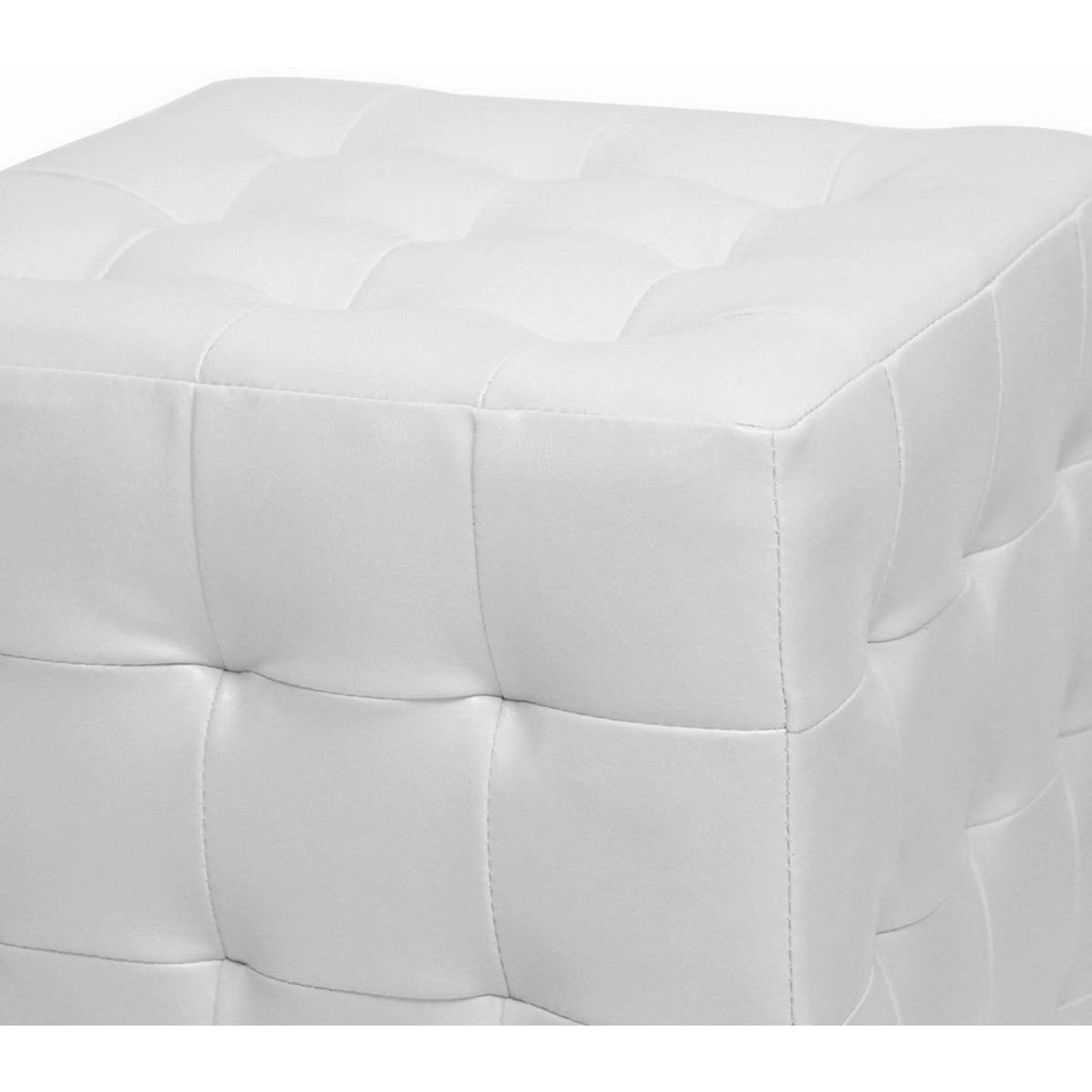 Baxton Studio Siskal White Modern Cube Ottoman (Set of 2) Baxton Studio-ottomans-Minimal And Modern - 2