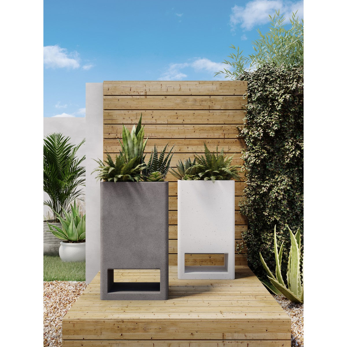 Moe's Home Collection Bristol Planter Concrete Grey - BQ-1049-25 - Moe's Home Collection - planters - Minimal And Modern - 1