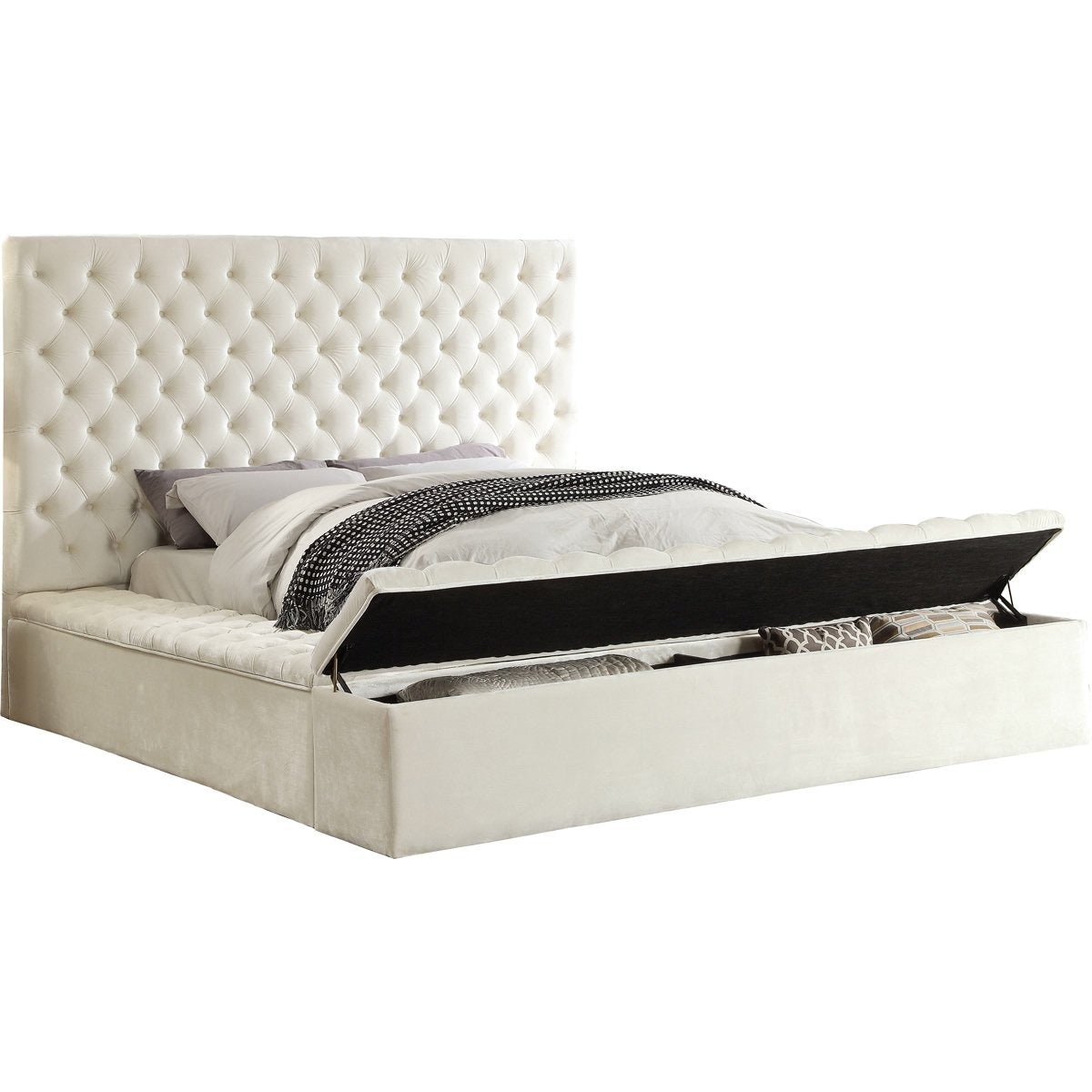 Meridian Furniture Bliss White Velvet King Bed (3 Boxes)-Minimal & Modern