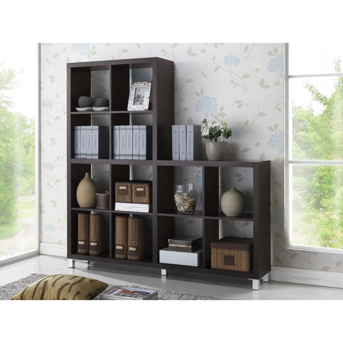 Baxton Studio Sunna Dark Brown Modern Cube Shelving Unit Baxton Studio--Minimal And Modern - 4