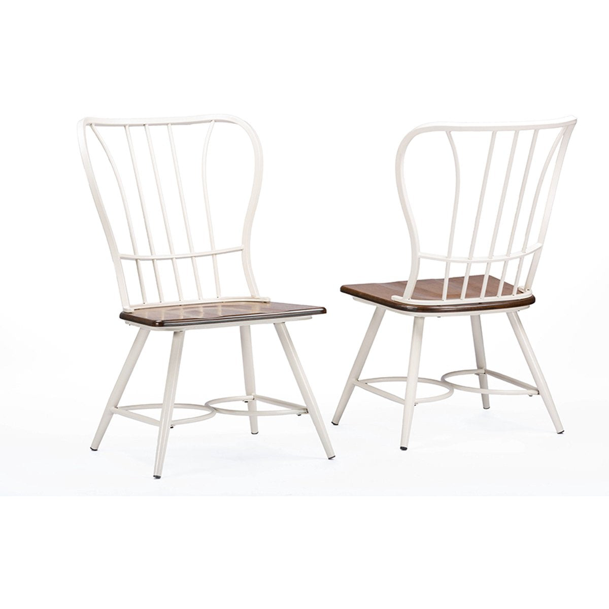 Baxton Studio Longford "Dark-Walnut" Wood and White Metal Vintage Industrial Dining Chair (Set of 2) Baxton Studio-dining chair-Minimal And Modern - 3