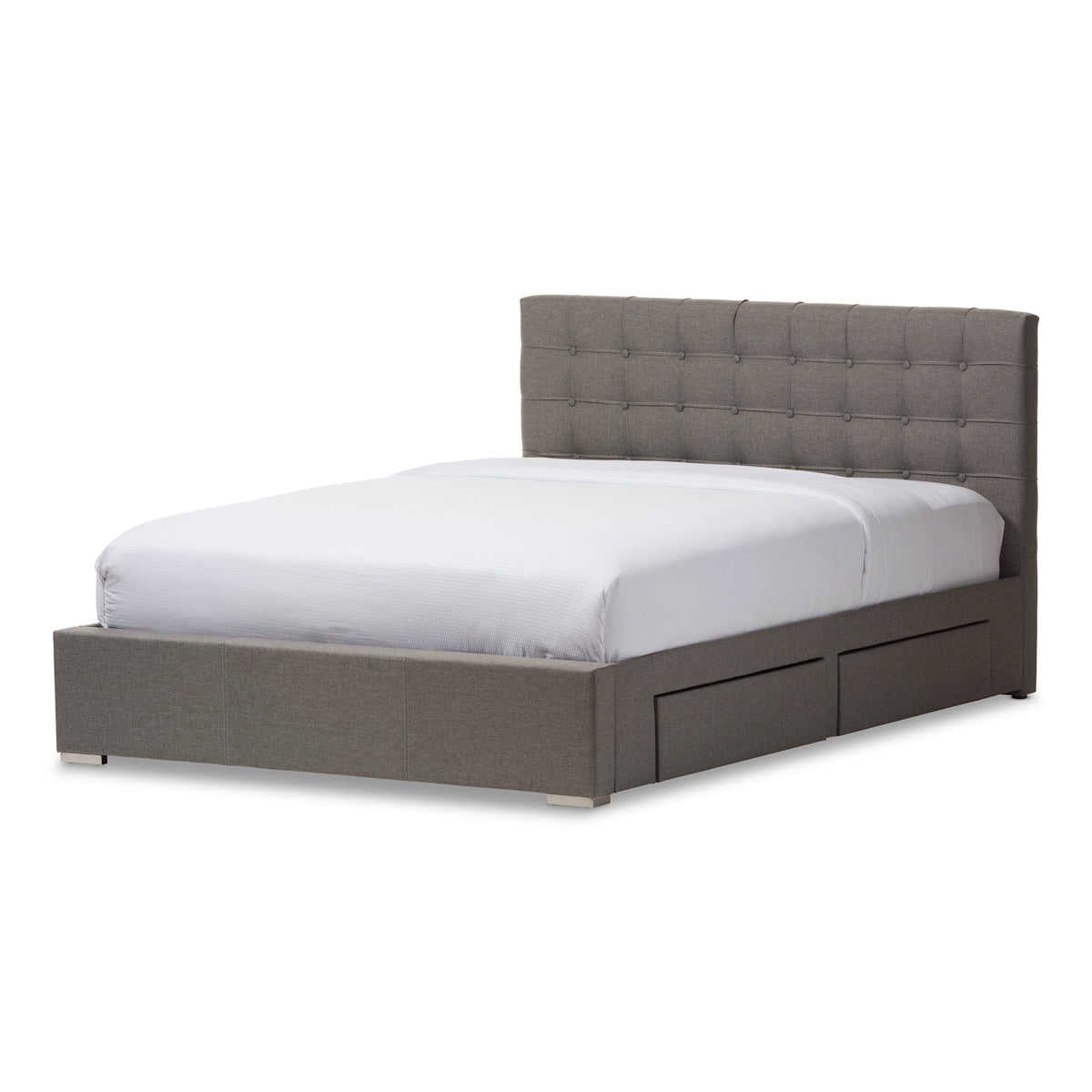 Baxton Studio Rene Modern and Contemporary King Size Grey Fabric 4-drawer Storage Platform Bed 
 Baxton Studio-King Bed-Minimal And Modern - 2