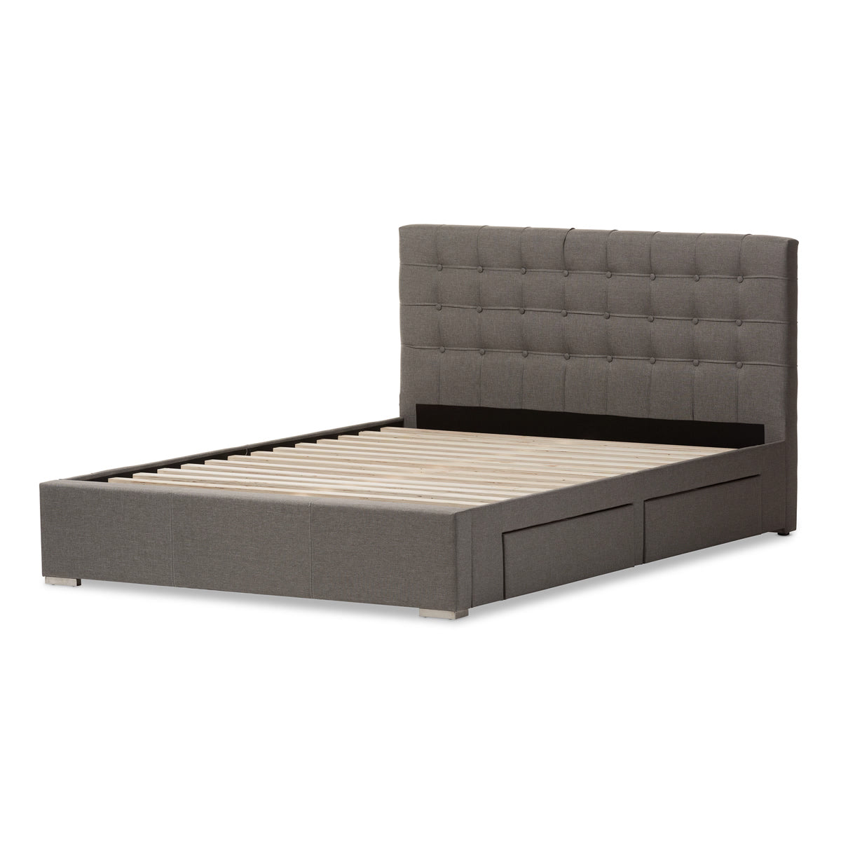 Baxton Studio Rene Modern and Contemporary King Size Grey Fabric 4-drawer Storage Platform Bed 
 Baxton Studio-King Bed-Minimal And Modern - 6