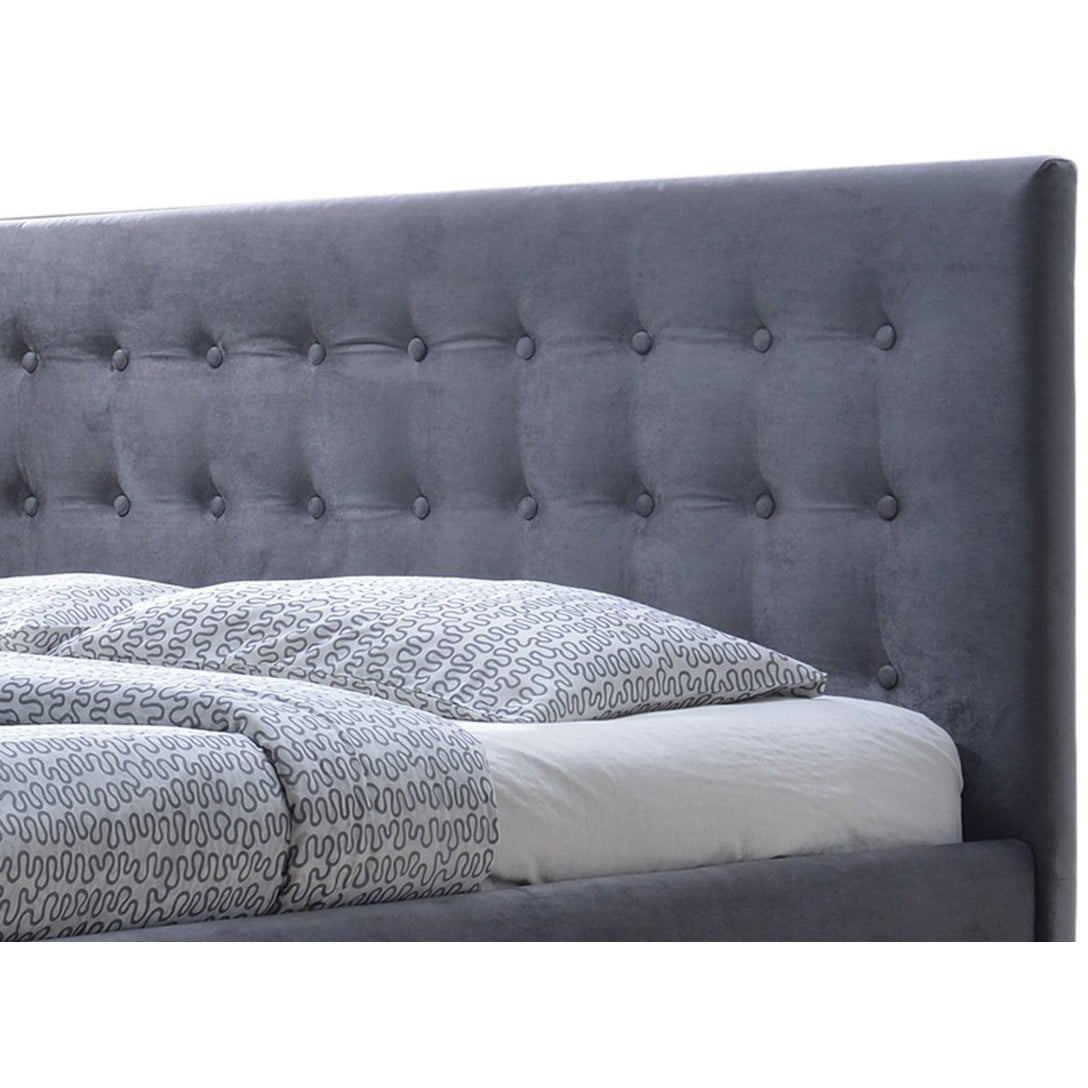 Baxton Studio Margaret Modern and Contemporary Grey Velvet Button-tufted Queen Platform Bed Baxton Studio-beds-Minimal And Modern - 2