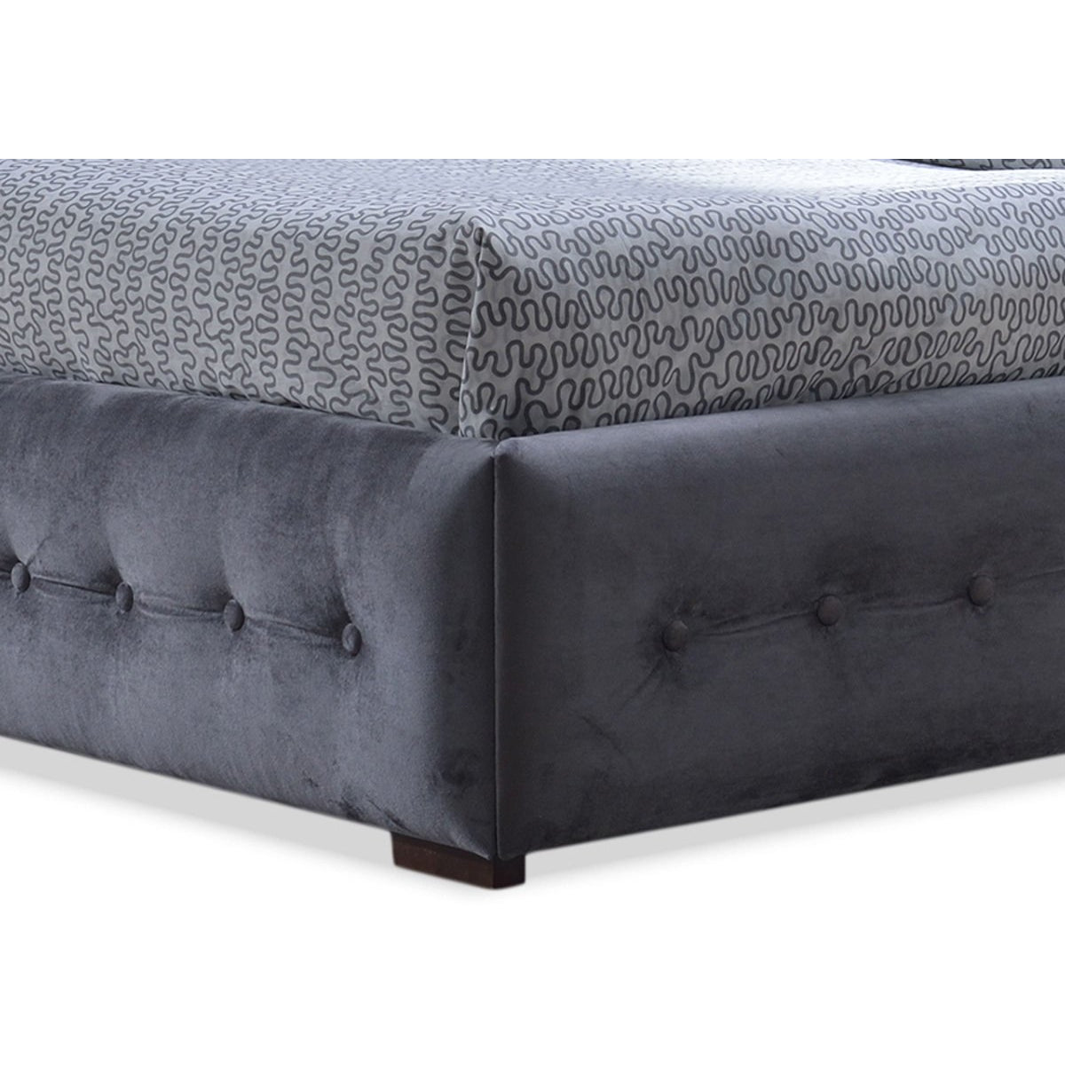 Baxton Studio Margaret Modern and Contemporary Grey Velvet Button-tufted Queen Platform Bed Baxton Studio-beds-Minimal And Modern - 3