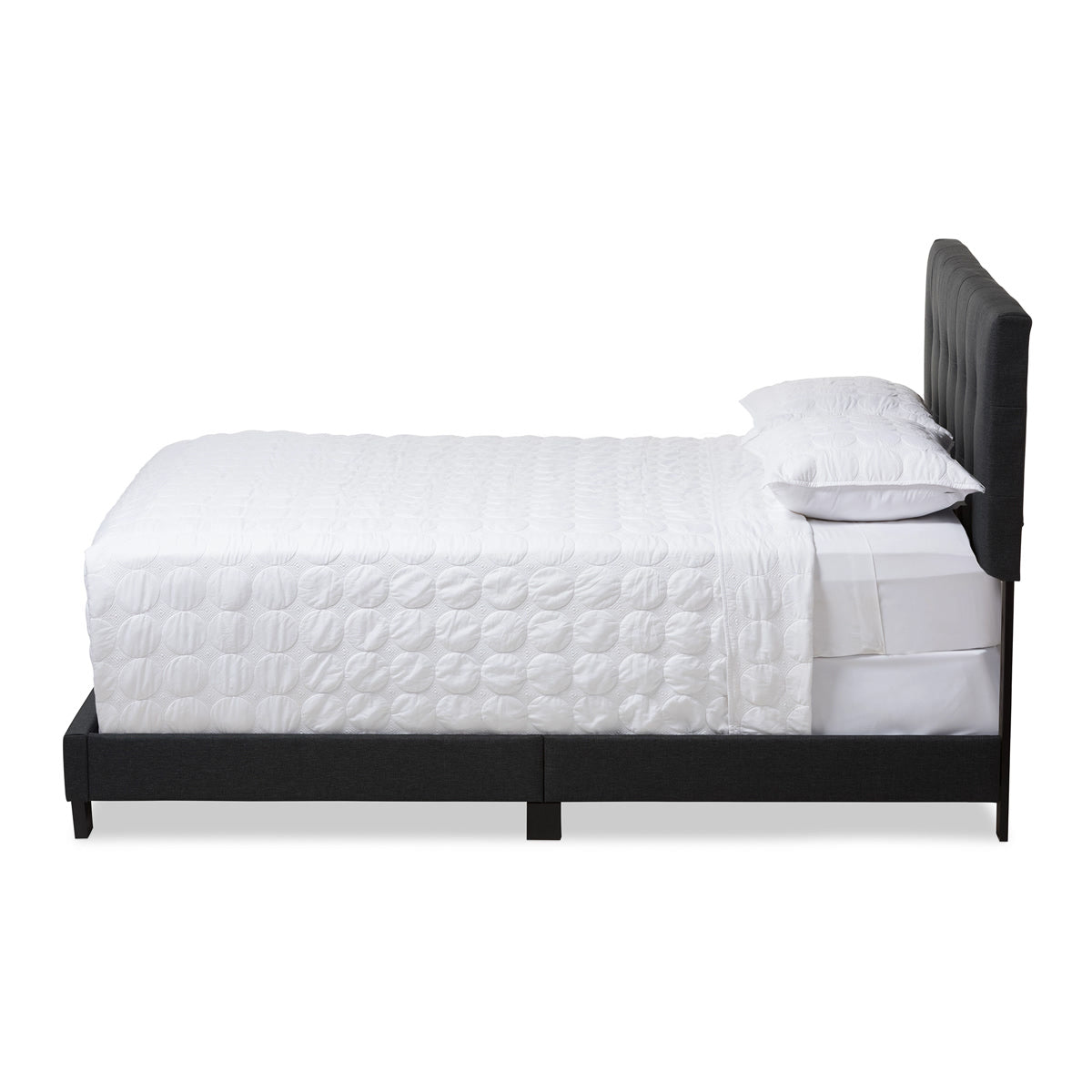 Baxton Studio Brookfield Modern and Contemporary Charcoal Grey Fabric Queen Size Bed Baxton Studio-Queen Bed-Minimal And Modern - 3