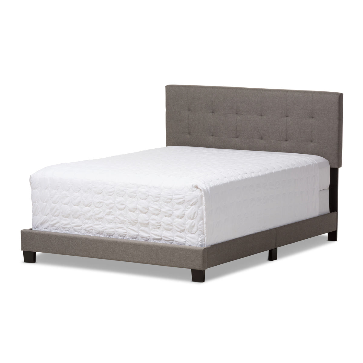 Baxton Studio Brookfield Modern and Contemporary Grey Fabric Upholstered Grid-tufting Full Size Bed Baxton Studio-Full Bed-Minimal And Modern - 2