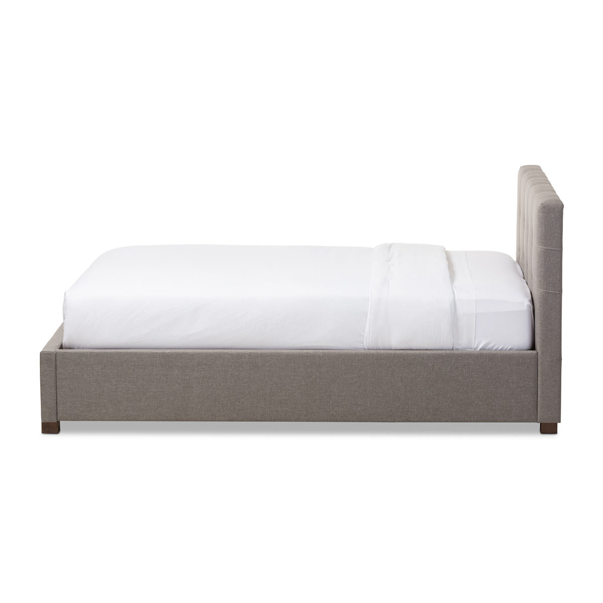 Baxton Studio Brandy Modern and Contemporary Grey Fabric Upholstered King Size Platform Bed with Storage Drawer Baxton Studio-King Bed-Minimal And Modern - 4