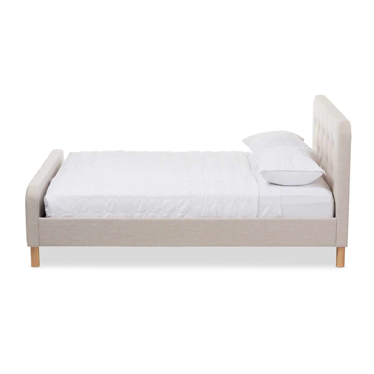 Baxton Studio Samson Mid-Century Light Beige Fabric Upholstered Full Size Platform Bed Baxton Studio-Full Bed-Minimal And Modern - 3