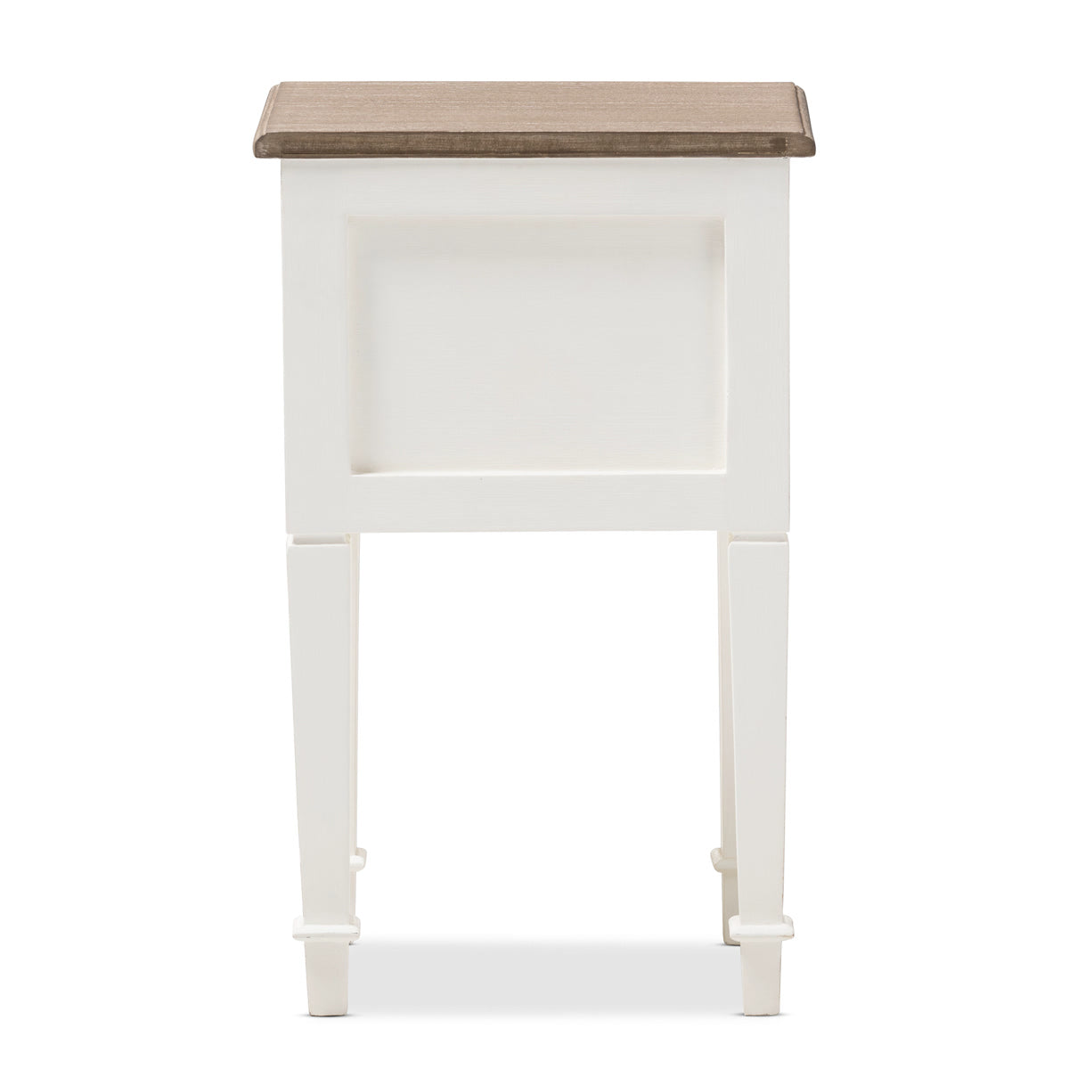 Baxton Studio Dauphine Provincial Style Weathered Oak and White Wash Distressed Finish Wood Nightstand  Baxton Studio-nightstands-Minimal And Modern - 6