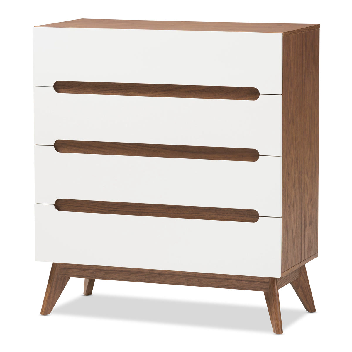 Baxton Studio Calypso Mid-Century Modern White and Walnut Wood 4-Drawer Storage Chest Baxton Studio-Dresser-Minimal And Modern - 2